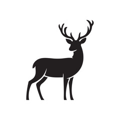 Fototapeta premium Majestic Black Deer Silhouette with Antlers Side View
