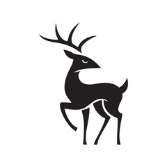 Obraz premium Stylized Black Deer Vector with Distinct Antlers