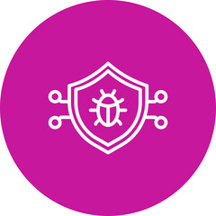 Antivirus Vector Line Pink Circle Icon Design