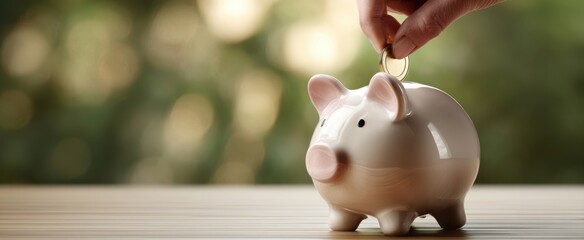 The piggy bank being filled with coins for future savings.