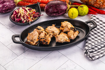 Afgani chicken kebab with white marinade