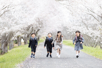 入学式イメージ　走る一年生
