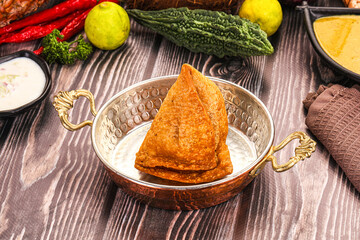 Indian cuisine - stuffed samosa pastrie
