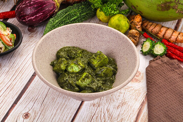 Indian cuisine - Palak paneer cheese with spinach