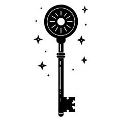 Obraz premium Golden Key Vector Art | Generative AI Linocut Silhouette Design