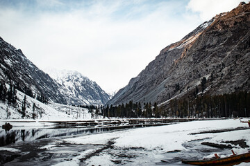snow covered mountains