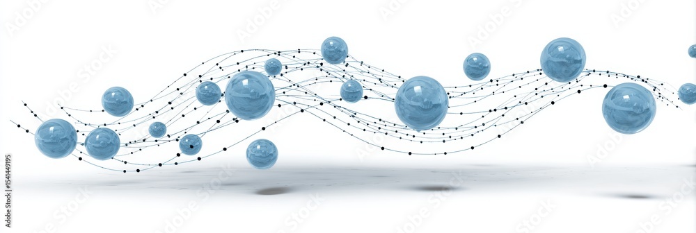Poster Floating Bubbles Connected by Curved Dotted Lines Create a Visual Representation of a Network of Care