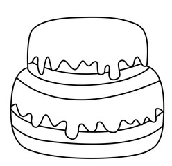 Cute cartoon hand drawn vector simple cake outline.