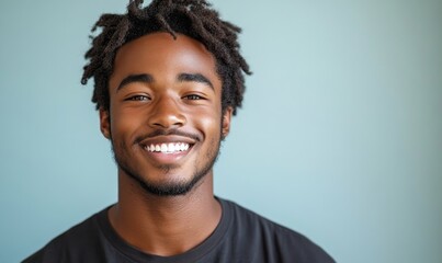 Portrait of smiling young man, exuding positivity and confidence in a candid and professional portrait shot, Generative AI