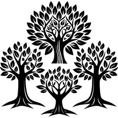 Obraz premium Trees and Roots Silhouette Collection