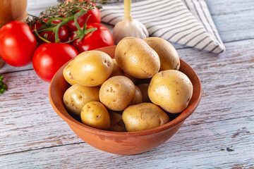 Uncooked raw yellow baby potato