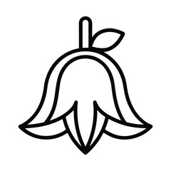 Elegant Bluebell Outline Icon – Botanical Line Vector Design