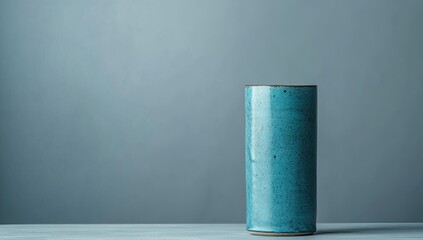 Teal ceramic vase on a light surface