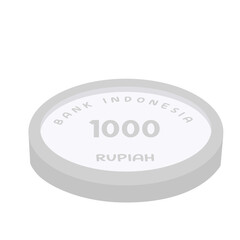 Flat illustration of a 1000 rupiah Indonesian coin with 
