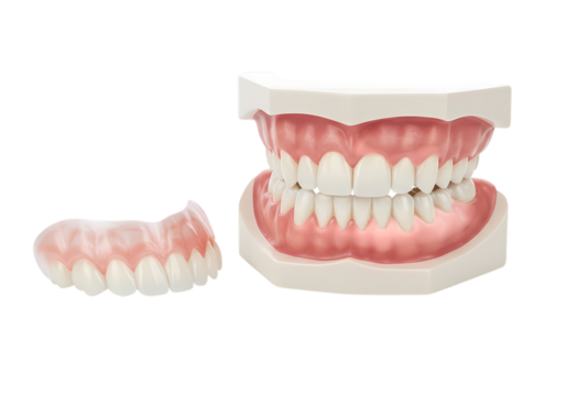 Dental Model Full and Partial Dentures isolated on transparent baackground