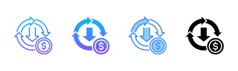 Operational Cost Multi Style Icon Set