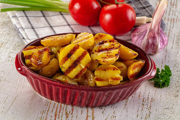 Grilled small baby young potato