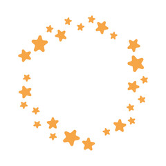 Round frame with orange stars on white background