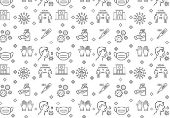 Seamless Pattern with Coronavirus Icons