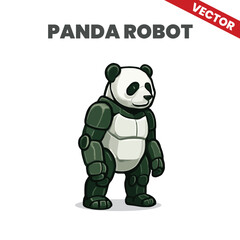 Futuristic Robot Panda Vector Illustration Sci-Fi Mechanical Canine in Chrome Style for Tech and AI-Themed Designs