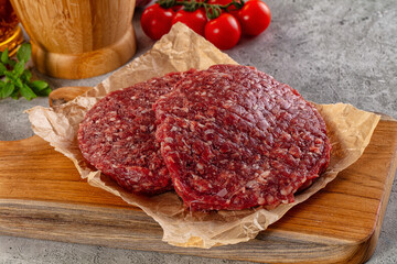 Raw beef burger cutlet for grill