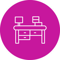 Work Table Vector Line Pink Circle Icon Design for personal and commercial use