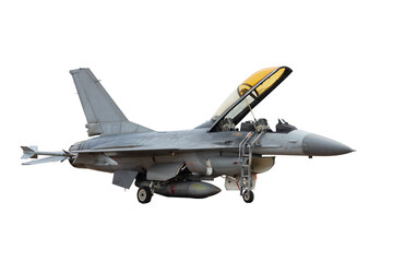 F-16 fighter jet isolated on a white background