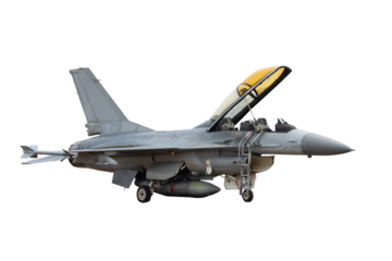 F-16 fighter jet isolated on a white background