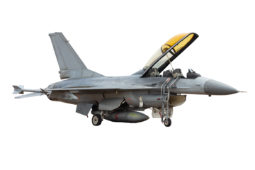 F-16 fighter jet isolated on a white background