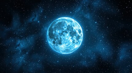 Obraz premium Full luminous moon in deep space