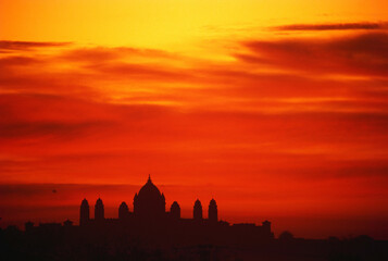 indian palace silhouette at sunset India