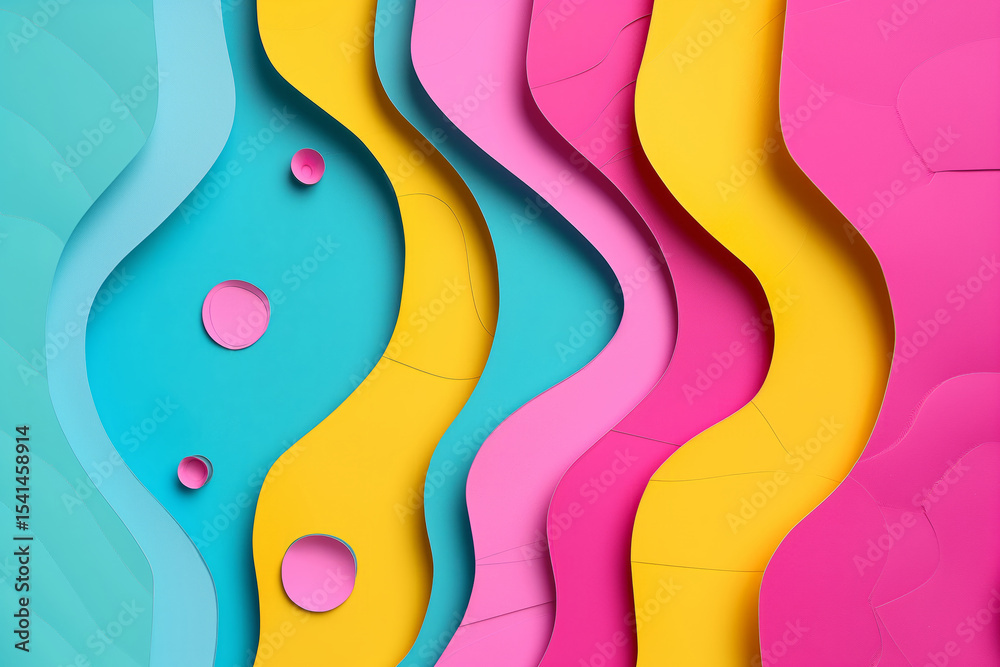 Poster colorful pop art abstract background. vintage style texture with collage paper effect. generative ai