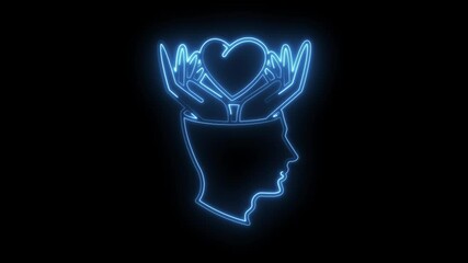 Neon mindful heart concept animated background spiritual growth and love representation video - Powered by Adobe