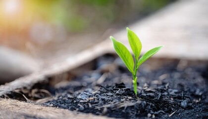 New life emerges from soil as firefly plant begins its growth journey in nature
