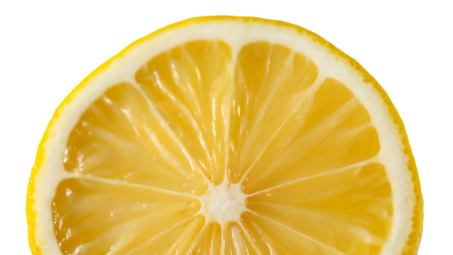 Vibrant Lemon Slice Closeup Photography Juicy Citrus Fruit Yellow Background Texture Food Ingredient