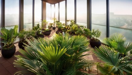 Rooftop eco garden adorned with lush plants and sunlight at Firefly Arion Flora