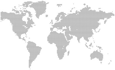 Vector styled horizontal rectangular shape dotted world map design