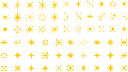 Gold Starburst Sparkle Icons Set Yellow Twinkle Graphic Elements