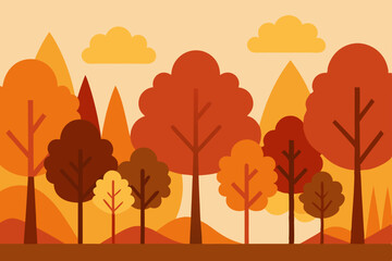 Autumnal Forest Landscape A Vibrant Illustration of Fall Colors and Trees