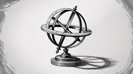 Antique Armillary Sphere  Celestial Navigation  Astronomy  Vintage Illustration