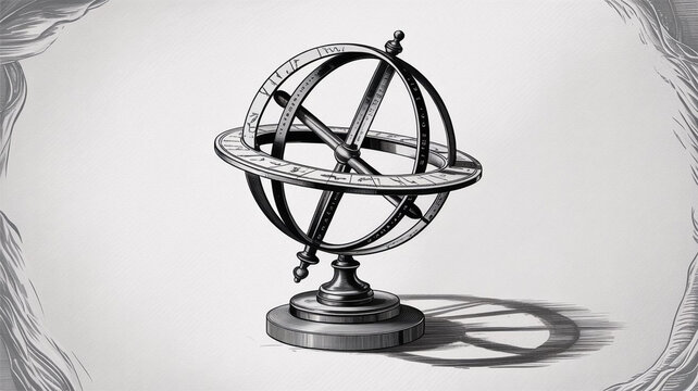 Antique Armillary Sphere  Celestial Navigation  Astronomy  Vintage Illustration
