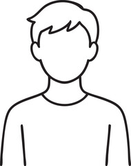 Simple Line Drawing of a Person with Short Hair and No Face for Use as an Avatar