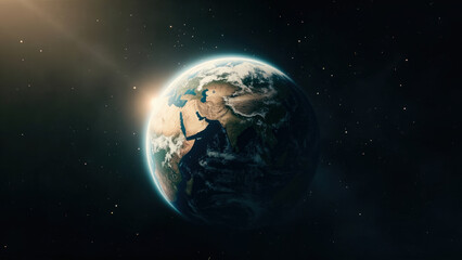 Fototapeta premium Earth from space sunrise planet globe world