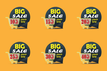 Fototapeta premium Big sale icons collection with shopping carts and discount labels.