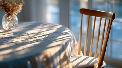 Single Chair Facing Empty Space in Dramatic Light