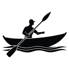 Silhouette of a Kayaker Paddling on Water A Peaceful Kayak Adventure