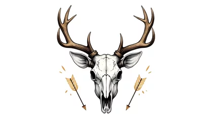 Fototapete Rund Illustration of a hipster deer skull vector and tribal arrows. © Dwi