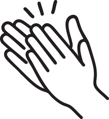 Simple Line Art Illustration of Two Hands Clapping with Sound Waves Isolated on a White Background