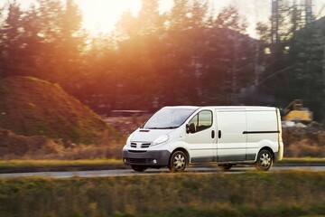 Small commercial van on rural road