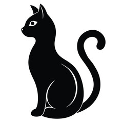 Elegant Black Cat Silhouette A Classic Feline Illustration